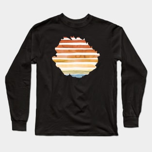 Watercolor Desert Sunset Summer Stripes Long Sleeve T-Shirt